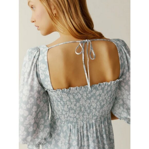 💕REFORMATION💕 Zaria Mini Dress ~ Sofie Light Blue Floral Print Medium M - Picture 5 of 16